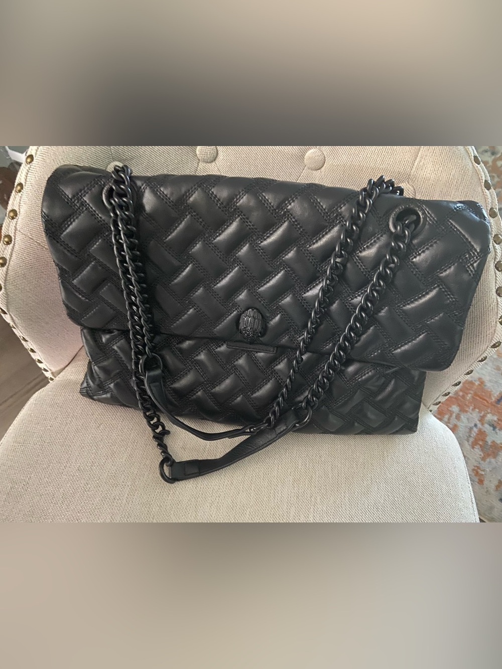 Kurt Geiger London XXL Kensington Drench Leather Shoulder Bag Black. - Picture 3 of 9